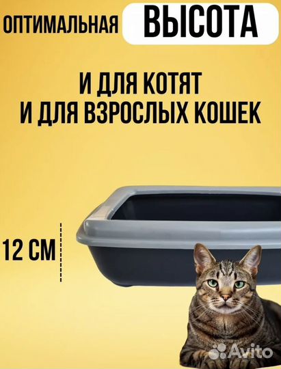 Лоток для кошек большой с бортиком и с совком