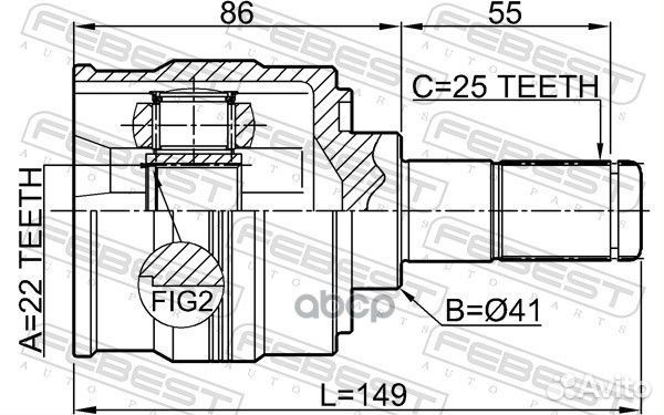 ШРУС внутренний левый 22X41X25 hyundai accent 1