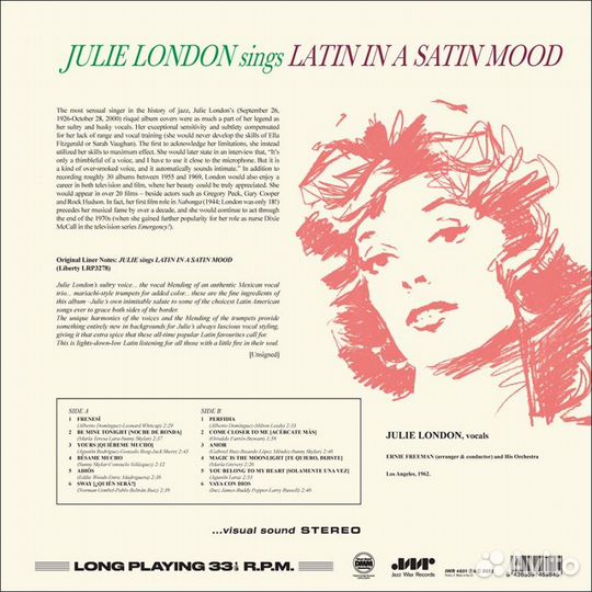 Виниловая пластинка Julie London / Sings Latin In A Satin Mood (Limited Edition) (LP)