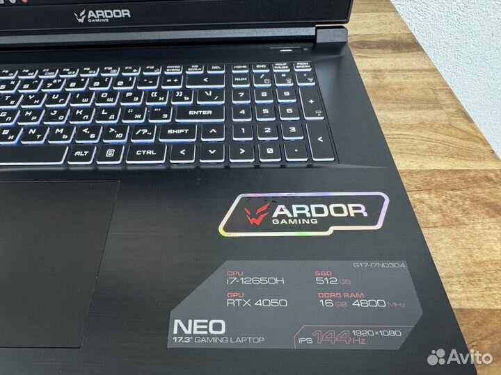 Ardor 17 i7-12650H 16ядер 16Gb DDR5 RTX4050 SSD512