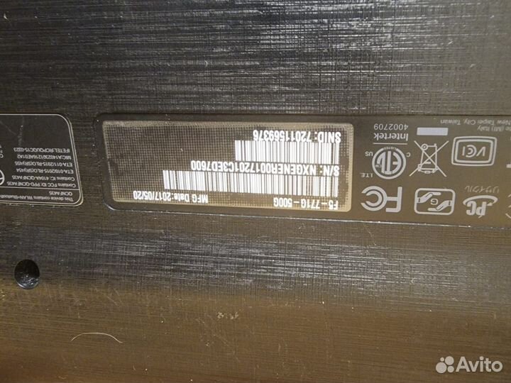 Игровой ноутбук Acer f5-771g