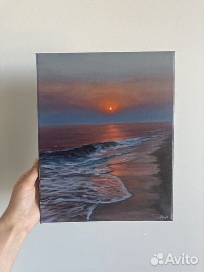 Картина маслом на холсте море на закате