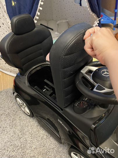 Машинка каталка толокар с ручкой mercedes