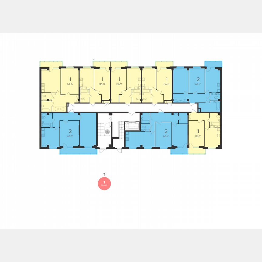 1-к. квартира, 58,5 м², 1/10 эт.