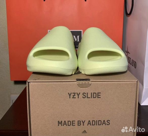 Тапки adidas yeezy slide Glow Green оригинал 42