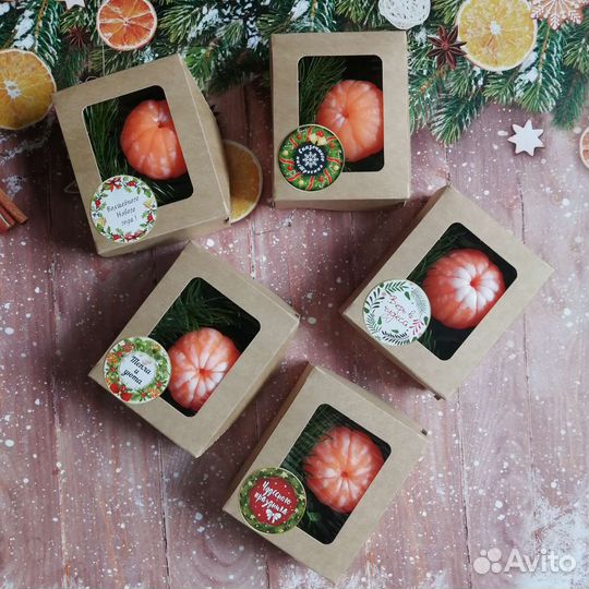 Новогоднее сувенирное мыло ручной работы мандарин