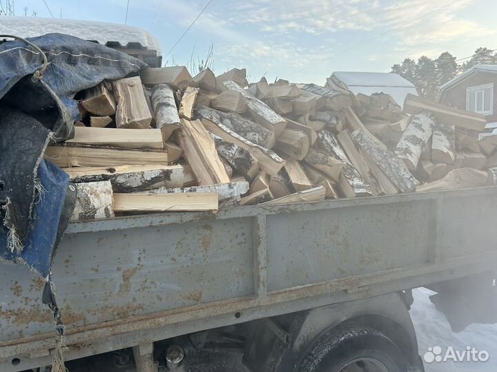 Дрова, березовые, колотые сухие, сырые