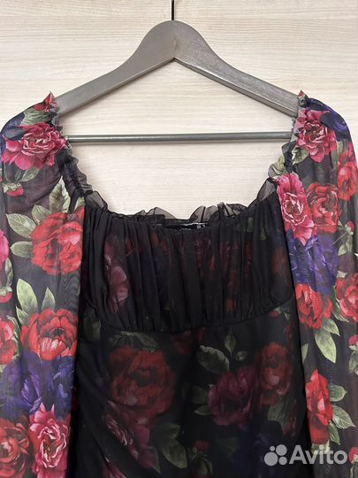 Платье с драпировкой цветочный принт