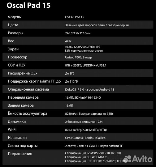 BlackView Oscal Pad 15 8/256 LTE +чехол+стилус