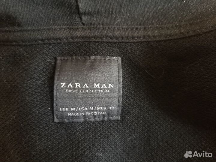 Стильный черный зип-худи на молнии Zara Man