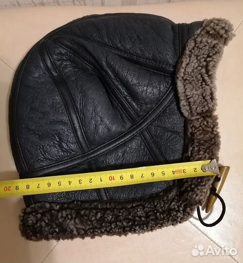 Детская шапка кожаная на меху, от 4 лет