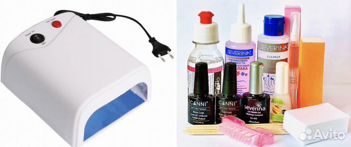Набор уф лампа 36вт материалы для маникюра