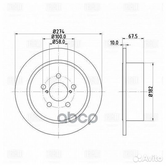 Диск торм. для а/м Subaru Legacy IV (03) зад