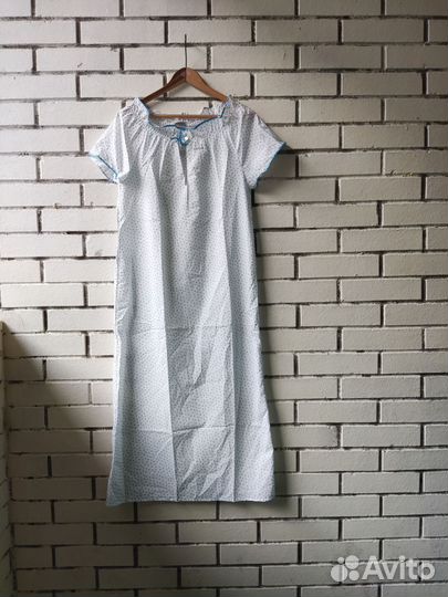 Винтажная ночнушка в синие сердечки в р. 42/44