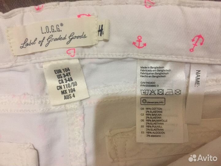 Белые шортики с кружевом h&m 4-5 лет