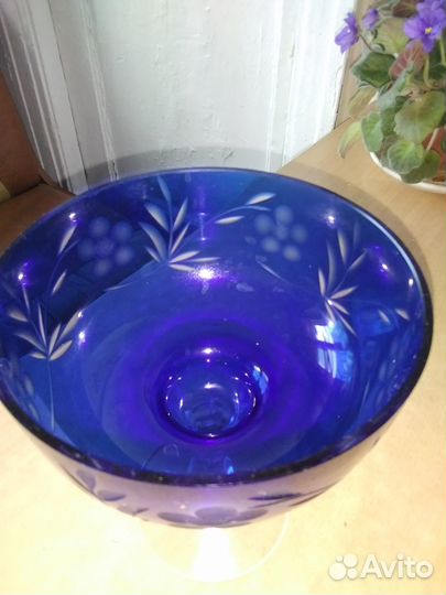 Конфетница, синее стекло, СССР