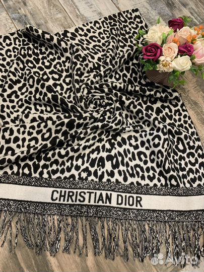 Кашемировый палантин Dior черно-белый