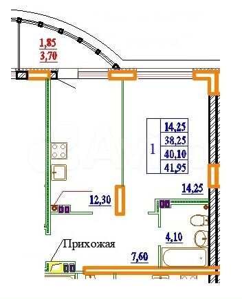 1-к. квартира, 41,9 м², 4/11 эт.