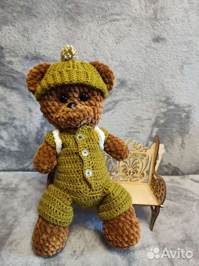 Плюшевый шоколадный Мишка ручной работы