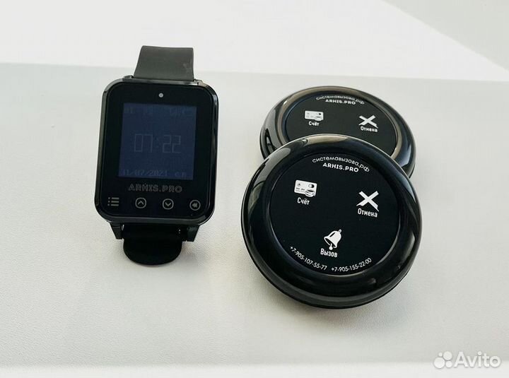 Кнопка вызова официанта Счет модель Ультра и часы