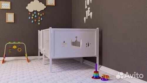 Кроватка из массива Лисенок от 2х лет с бортиком