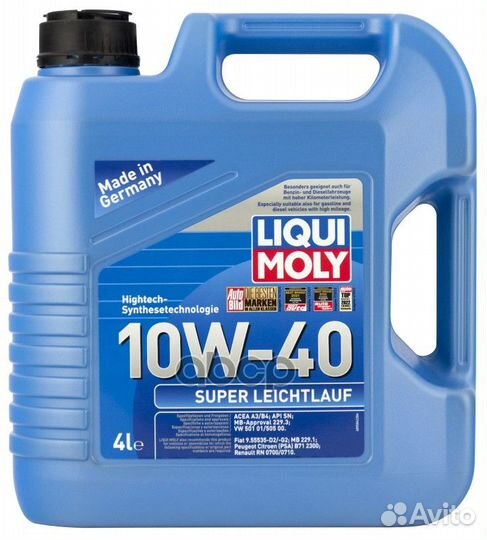 Масло Моторное 10W40 Liqui Moly 4Л Нс-Синтетика