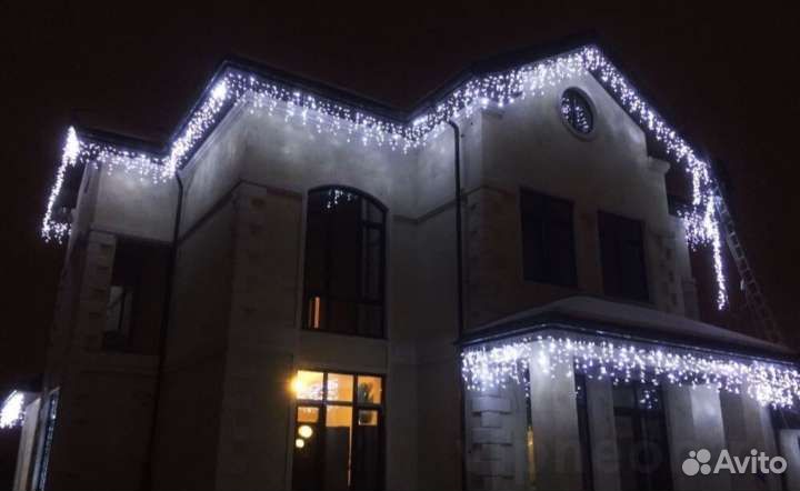 Гирлянда уличная бахрома украшение дома гирляндами