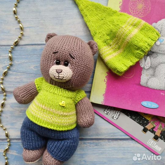 Мишка игрушка, медвежонок, вязаный мишка