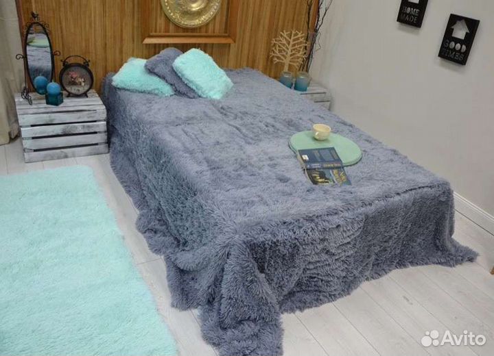 Плед пушистый травка разные цвета новые