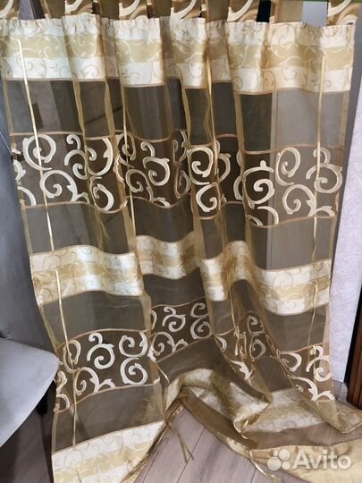 Римские шторы органза золотисто-желтые