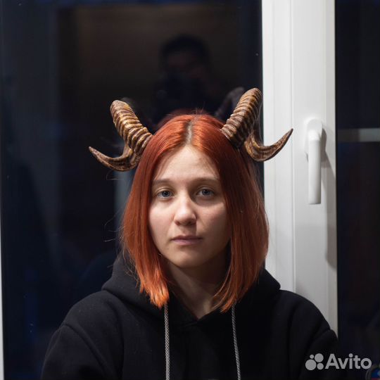 Рога демона, бараньи рожки, ободок с рогами