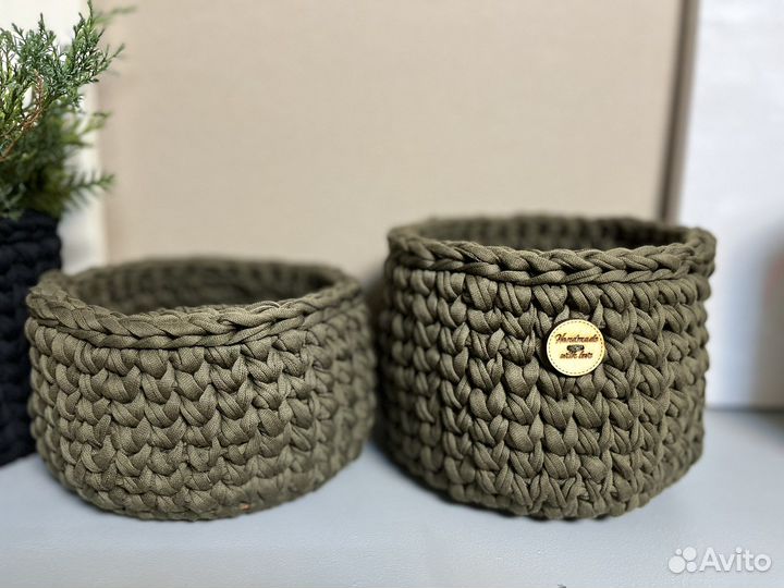 Корзинка из трикотажной пряжи