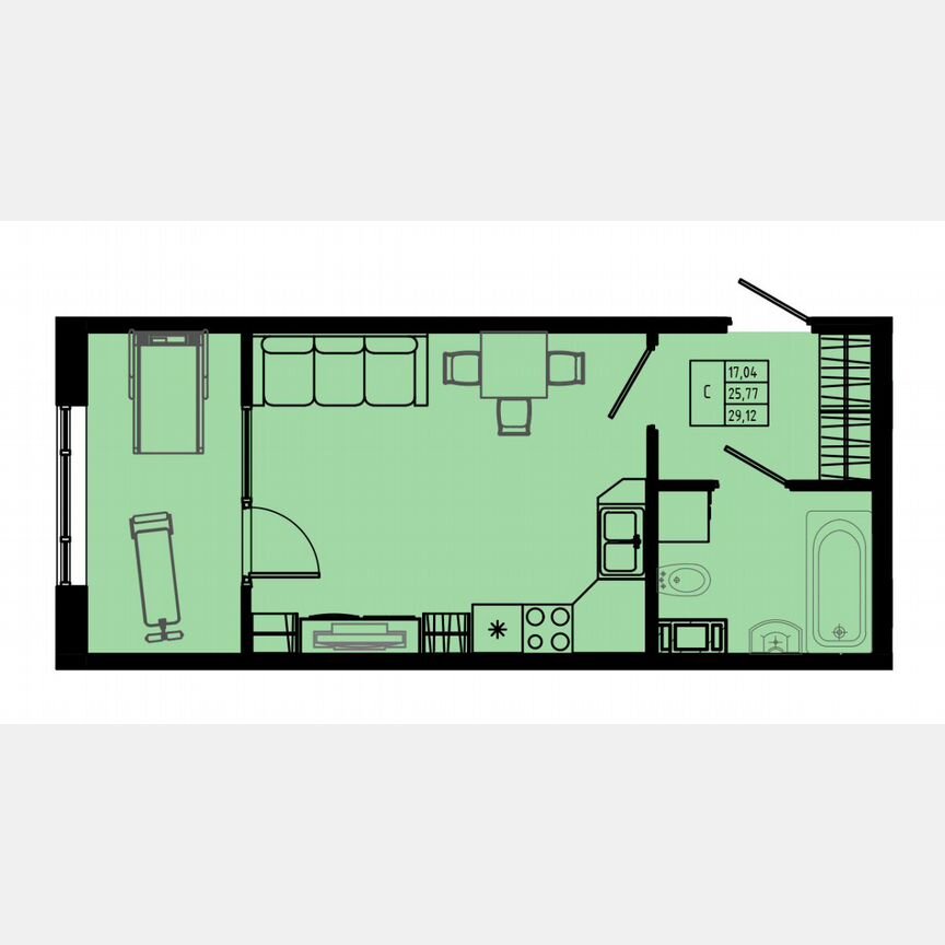 Квартира-студия, 32,5 м², 5/8 эт.