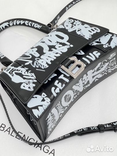 Сумка Balenciaga hourglass graffiti черная