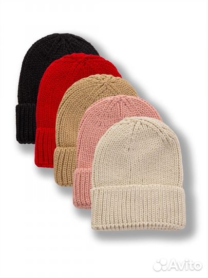 Двойная теплая шапка мелкой вязки Оптом s-9305