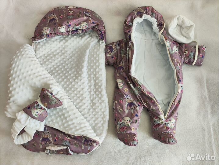 Комплект для малыша :конверт, комбинезон, шапочка