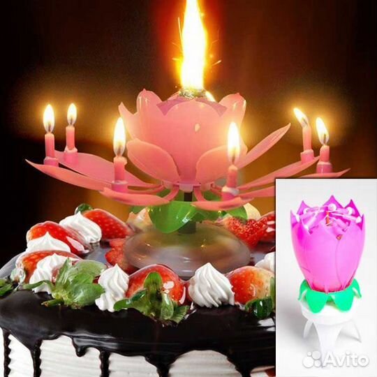Свеча в торт музыкальный цветок
