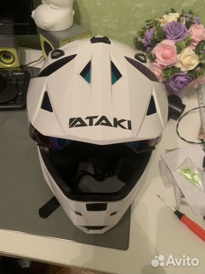 Мото шлем эндуро + 2-ой визор