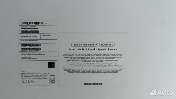 Macbook pro 14 m1pro 16 512 gb