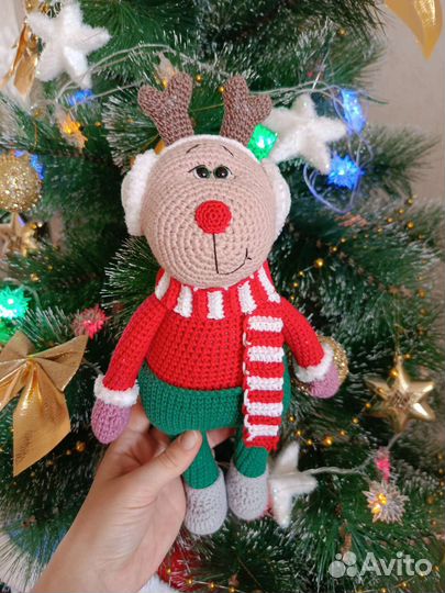 Оленёнок, игрушки ручной работы, вязаные игрушки