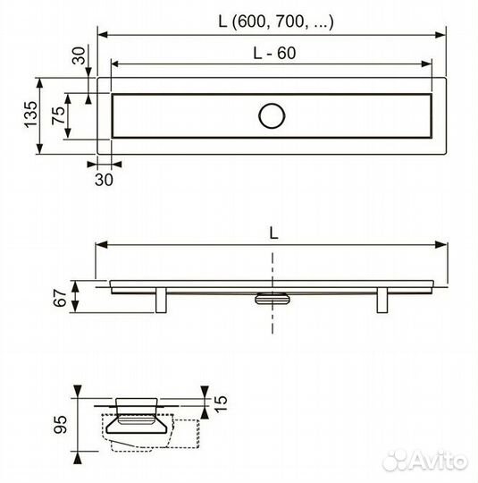 Трап tece под плитку 600
