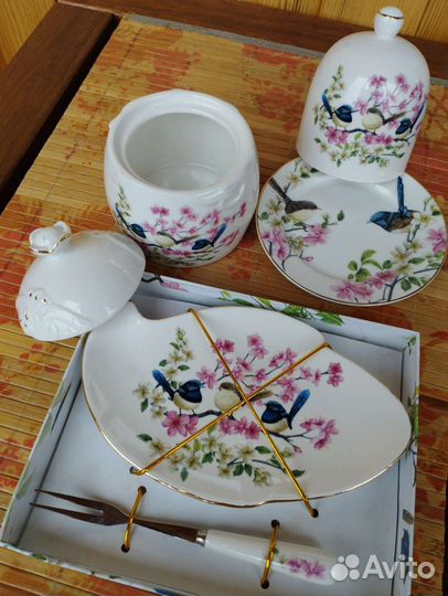 Чайный подарочный набор фарфор сахарница лимонница