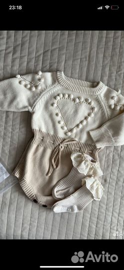 Нарядный боди вязаный 74-80