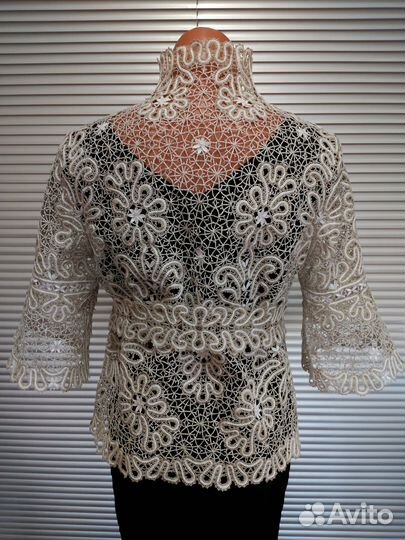 Кружевной жакет с поясом, рр 48-50