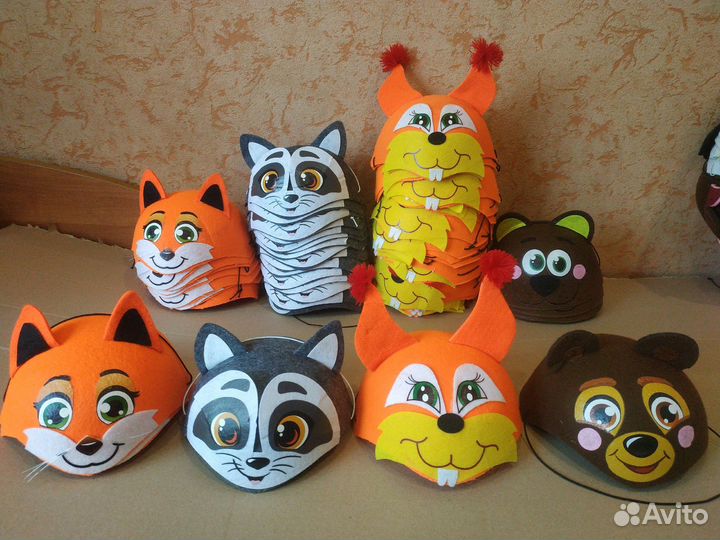 Шапки - маски животных - 30 видов