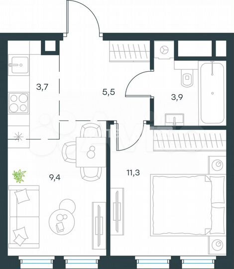 1-к. квартира, 33,8 м², 14/30 эт.