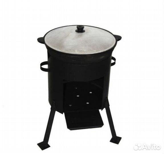 Чугунный казан с печкой