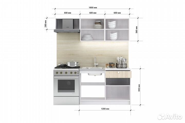 Кухонный гарнитур Ронда 1,8