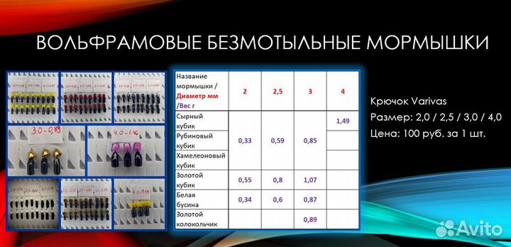 Мормышки вольфрамовые, безмотылка, гвоздекубики