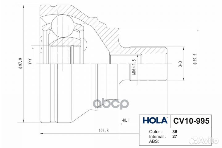 ШРУС наружный CV10-995 hola